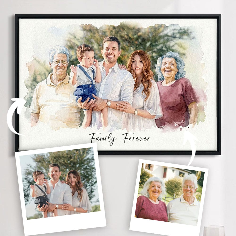 Custom Watercolor Family Photo Portrait