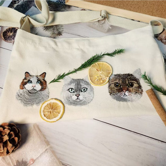 Embroidered Pet Portrait Canvas Bag