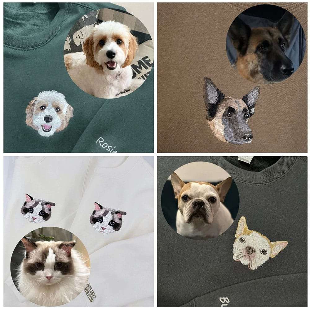 Custom Embroidered Pet Portrait T-Shirt image 2