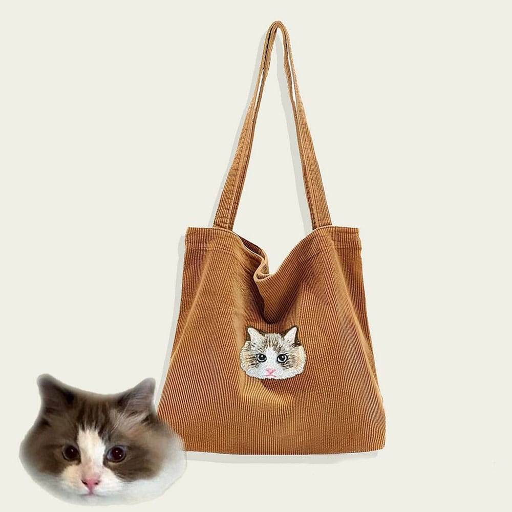 Embroidered Pet Portrait Corduroy Bag