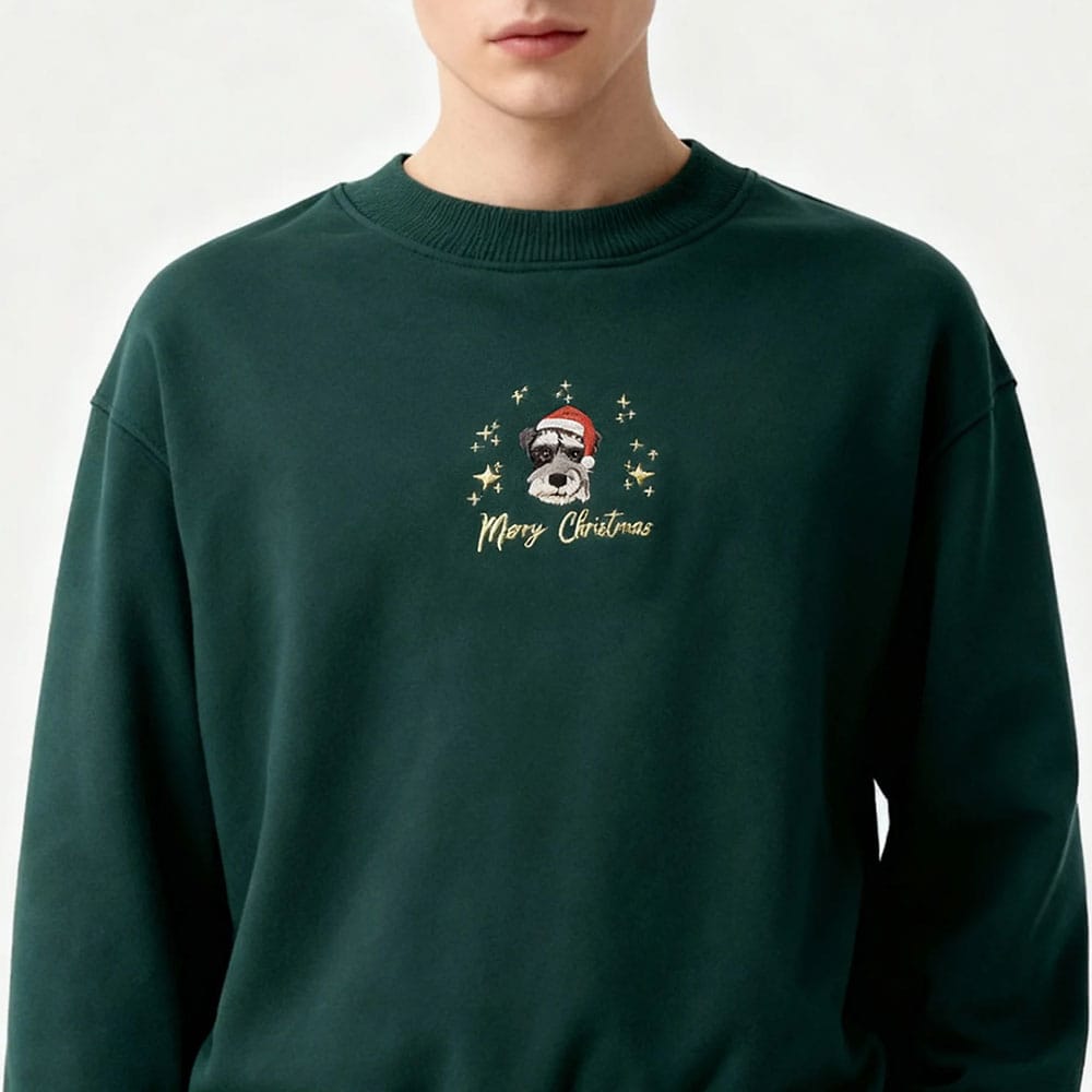 Custom Embroidered Pet Portrait Christmas Sweatshirt
