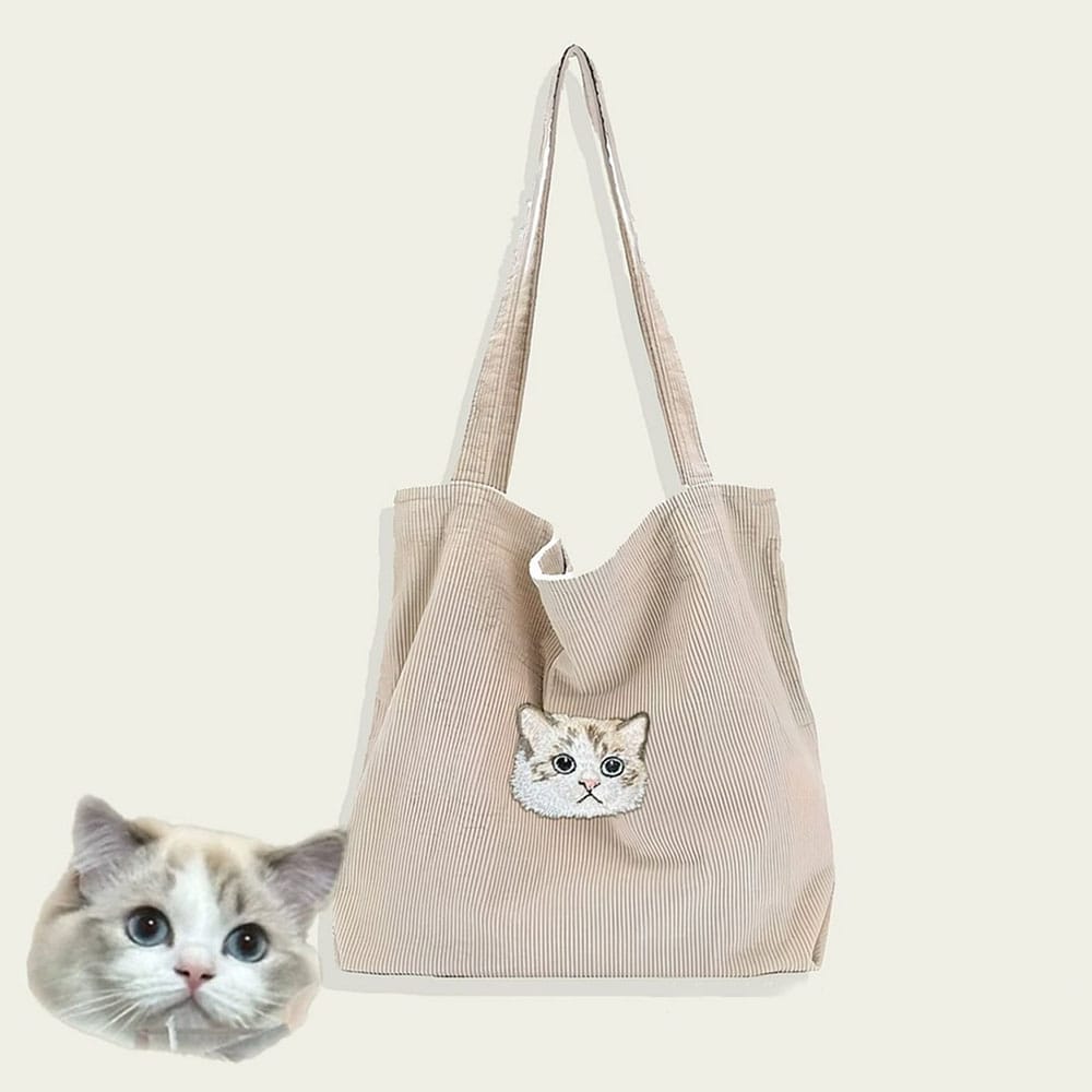 Embroidered Pet Portrait Corduroy Bag