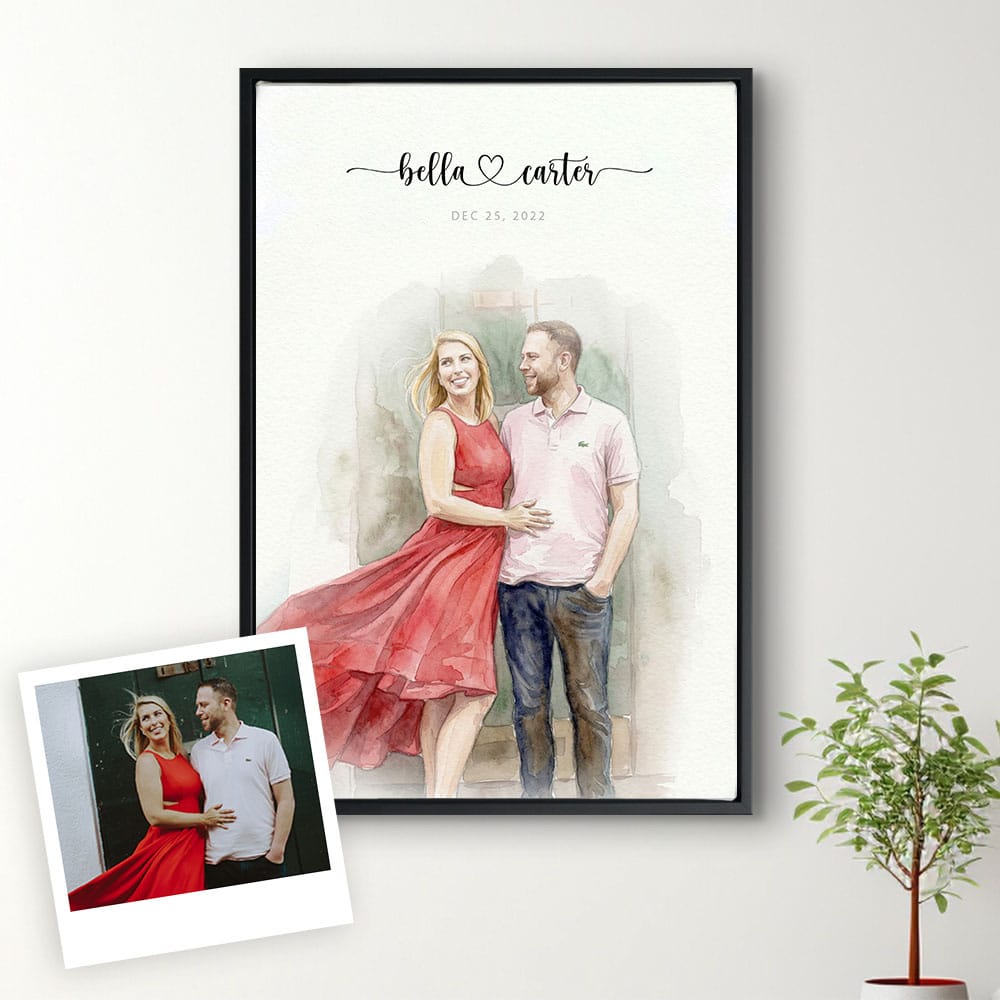 Custom Engagement Anniversary Couple Portrait