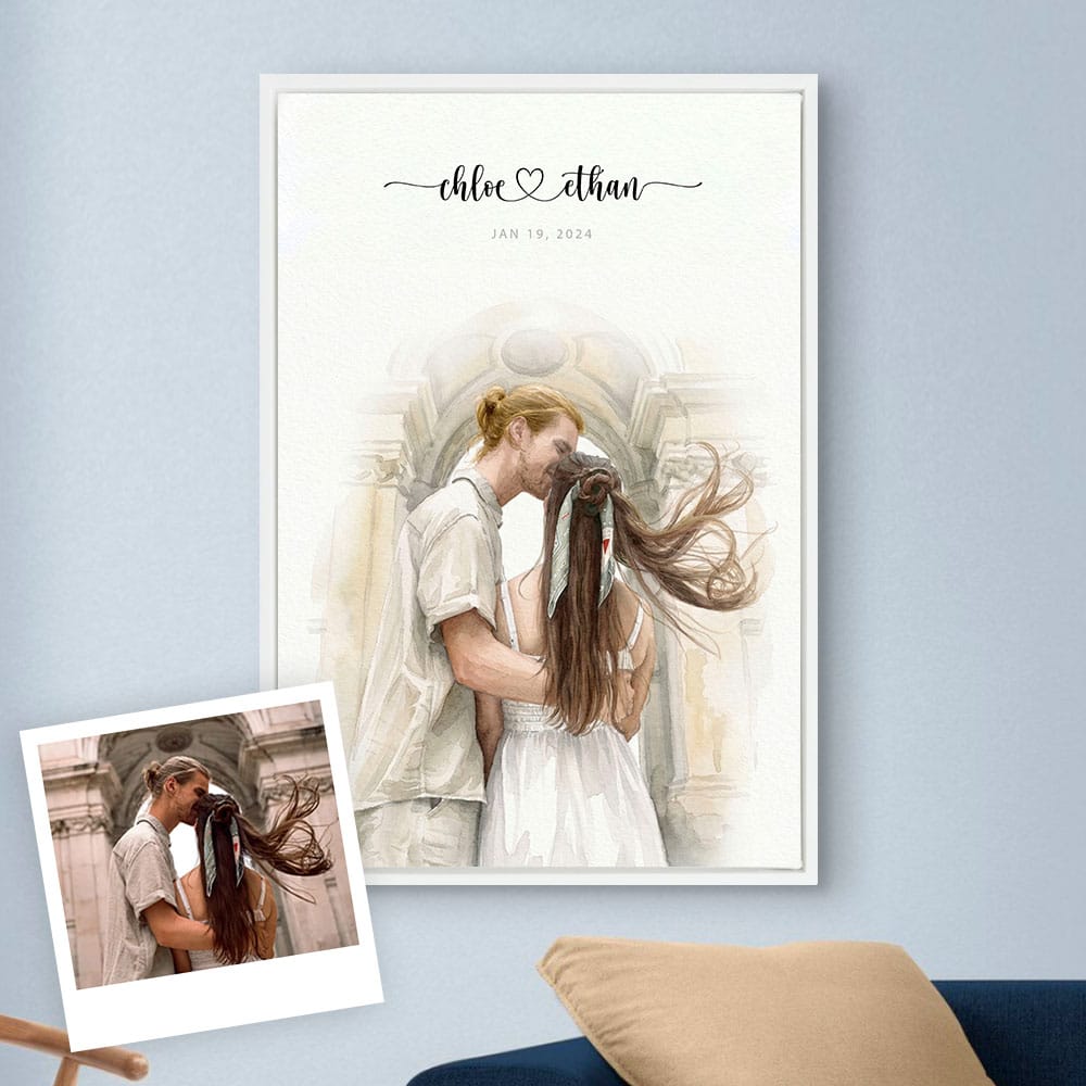 Custom Engagement Anniversary Couple Portrait