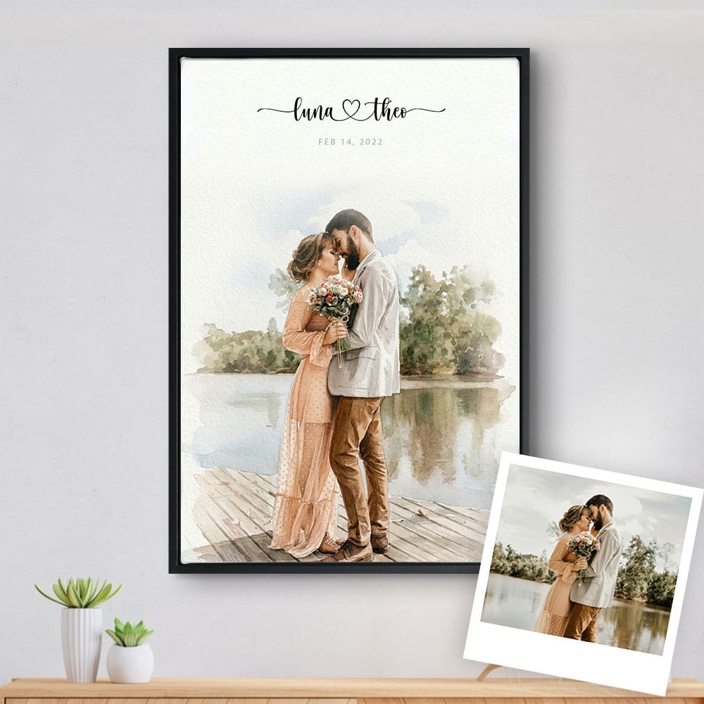 Custom Engagement Anniversary Couple Portrait