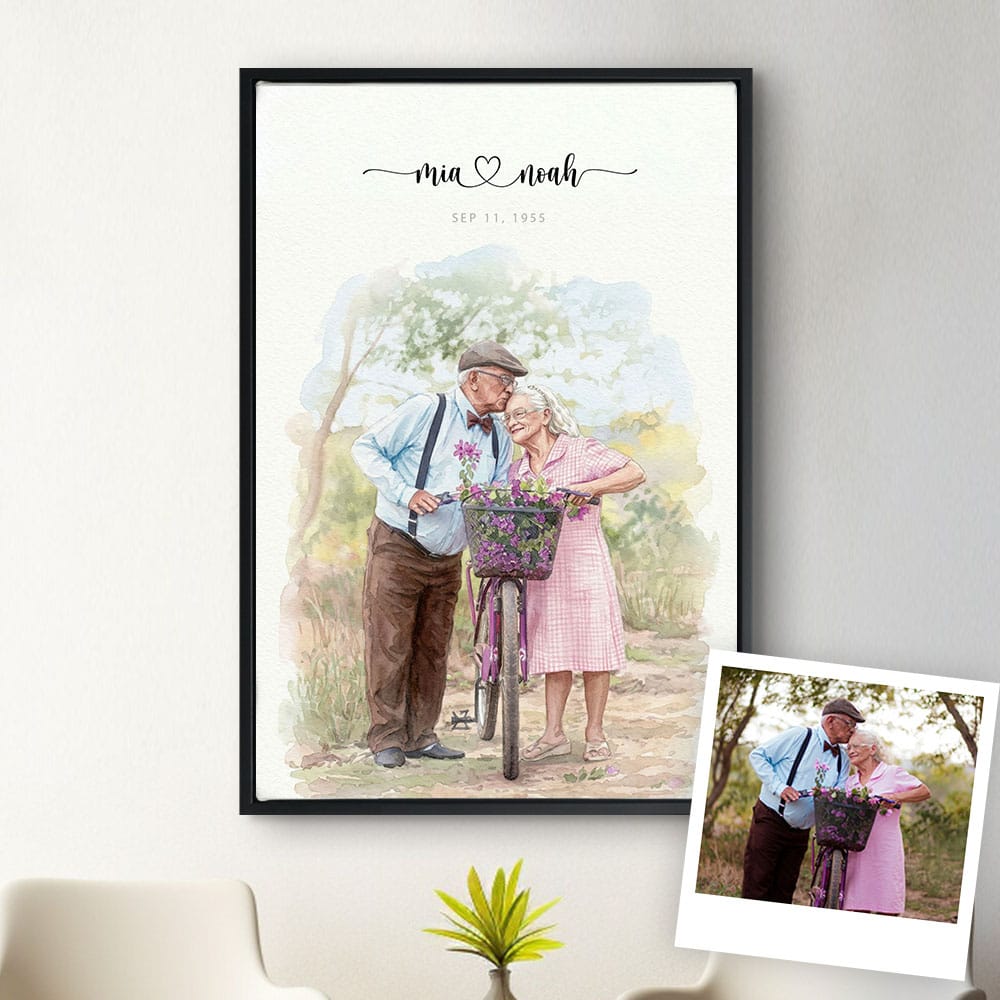 Custom Engagement Anniversary Couple Portrait