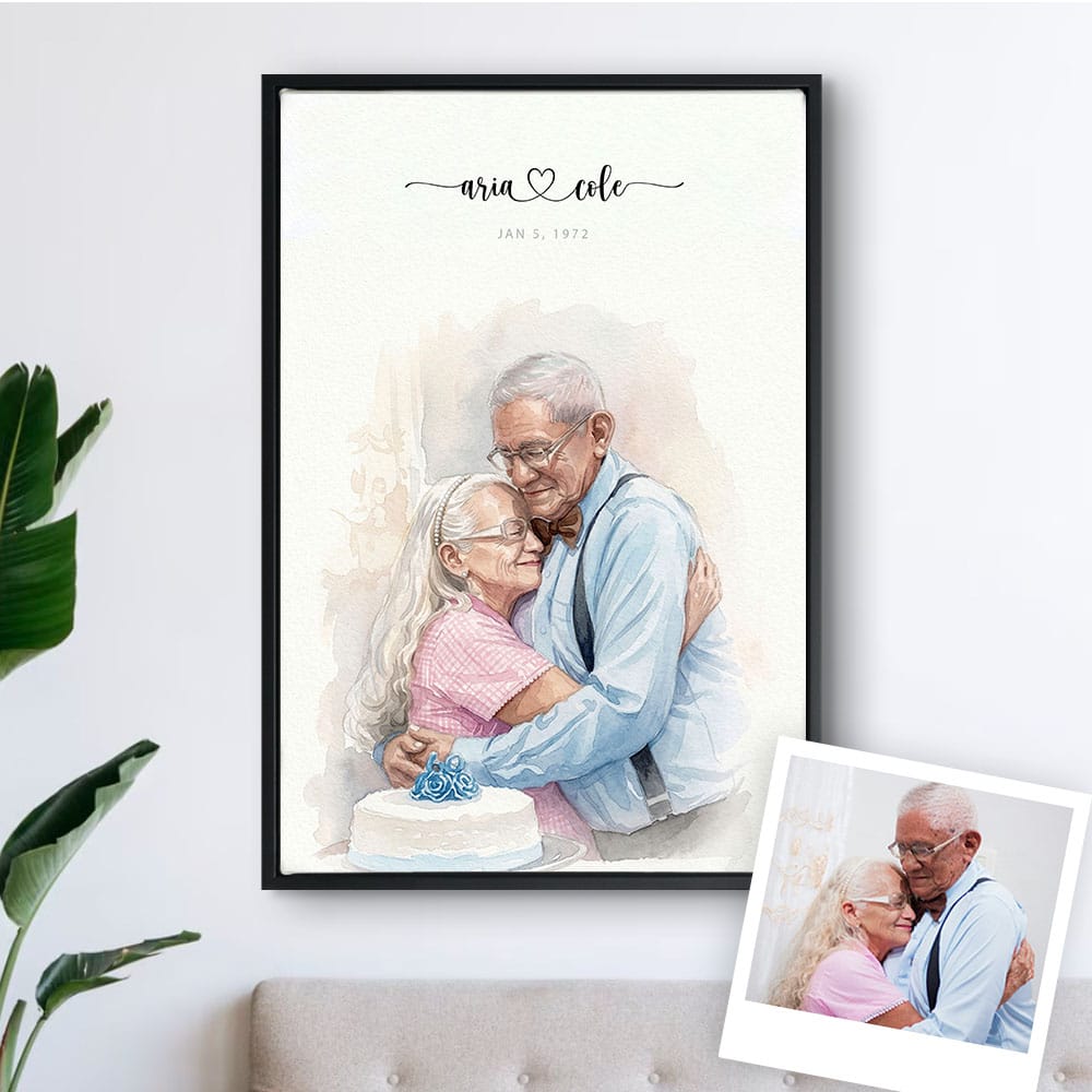 Custom Engagement Anniversary Couple Portrait