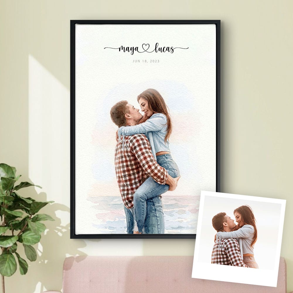 Custom Engagement Anniversary Couple Portrait