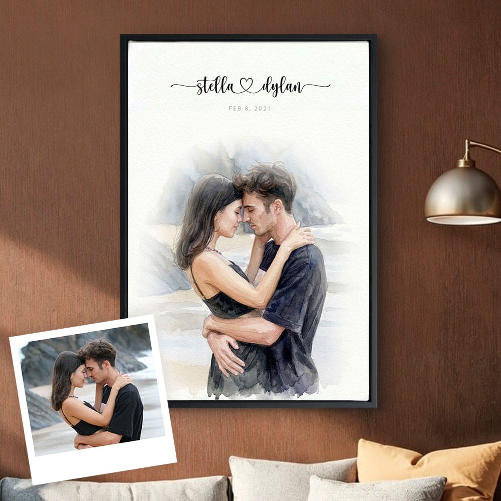 Custom Engagement Anniversary Couple Portrait
