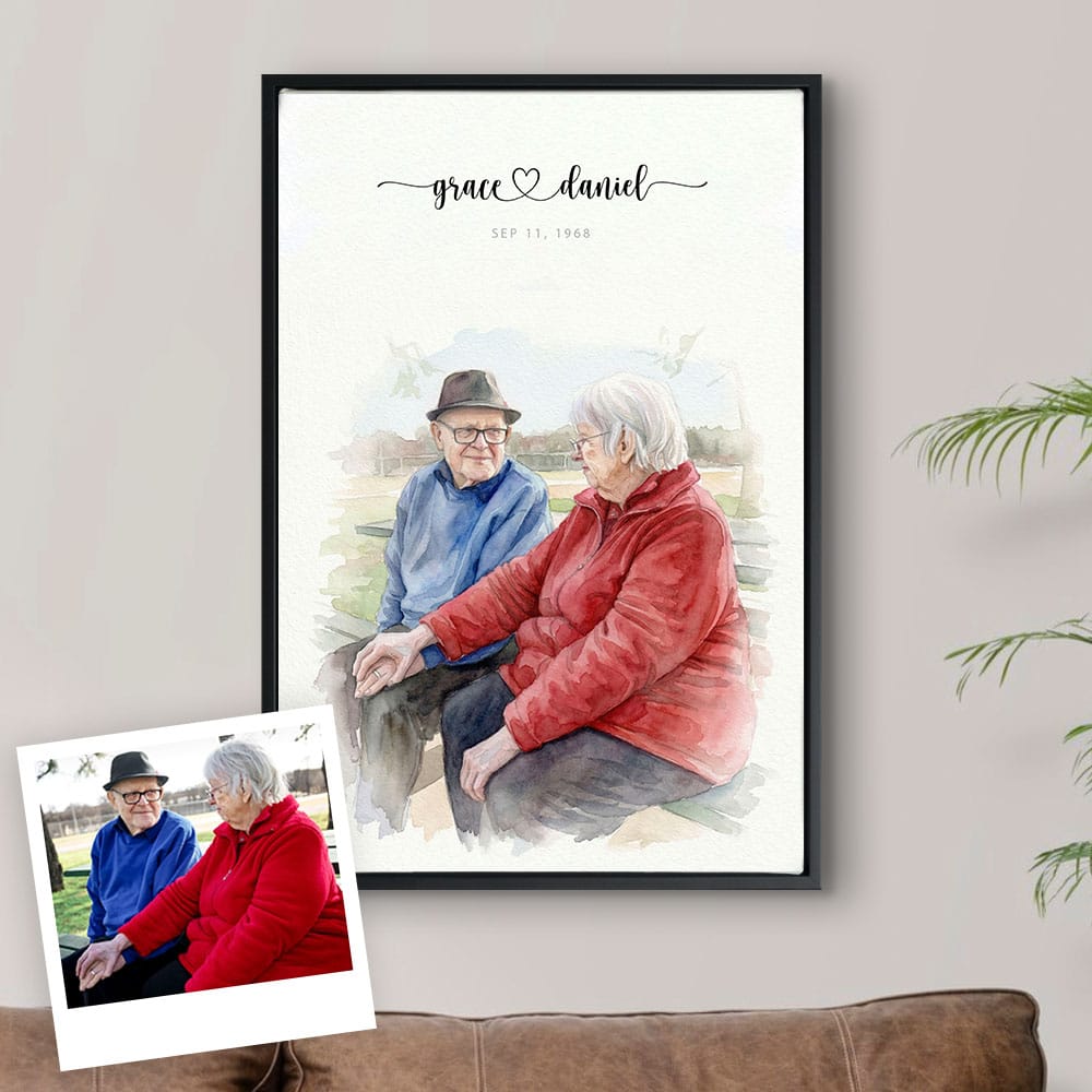 Custom Engagement Anniversary Couple Portrait