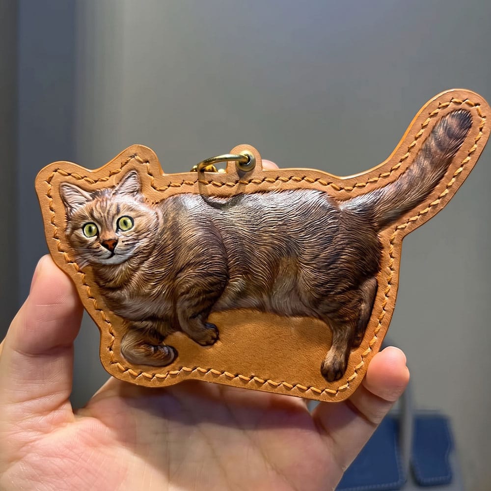 Custom 3D Hand-Carved Leather Pet Portrait