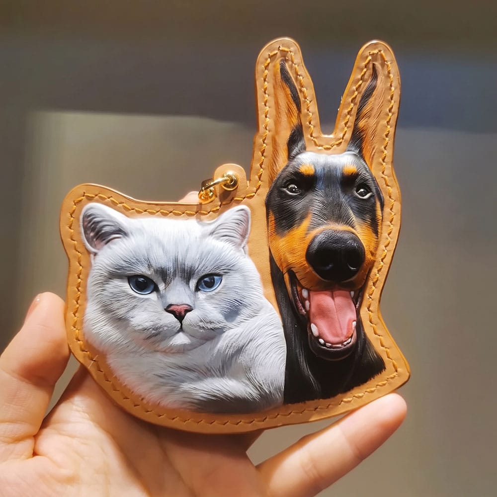 Custom 3D Hand-Carved Leather Pet Portrait