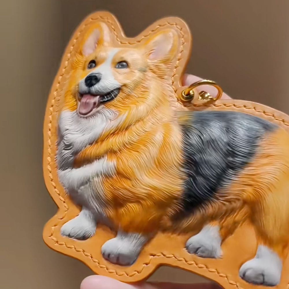 Custom 3D Hand-Carved Leather Pet Portrait
