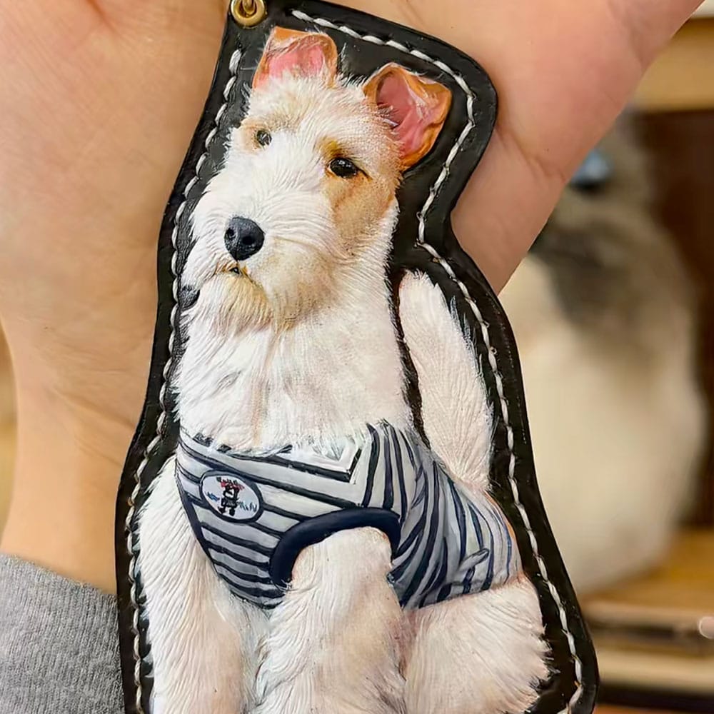 Custom 3D Hand-Carved Leather Pet Portrait