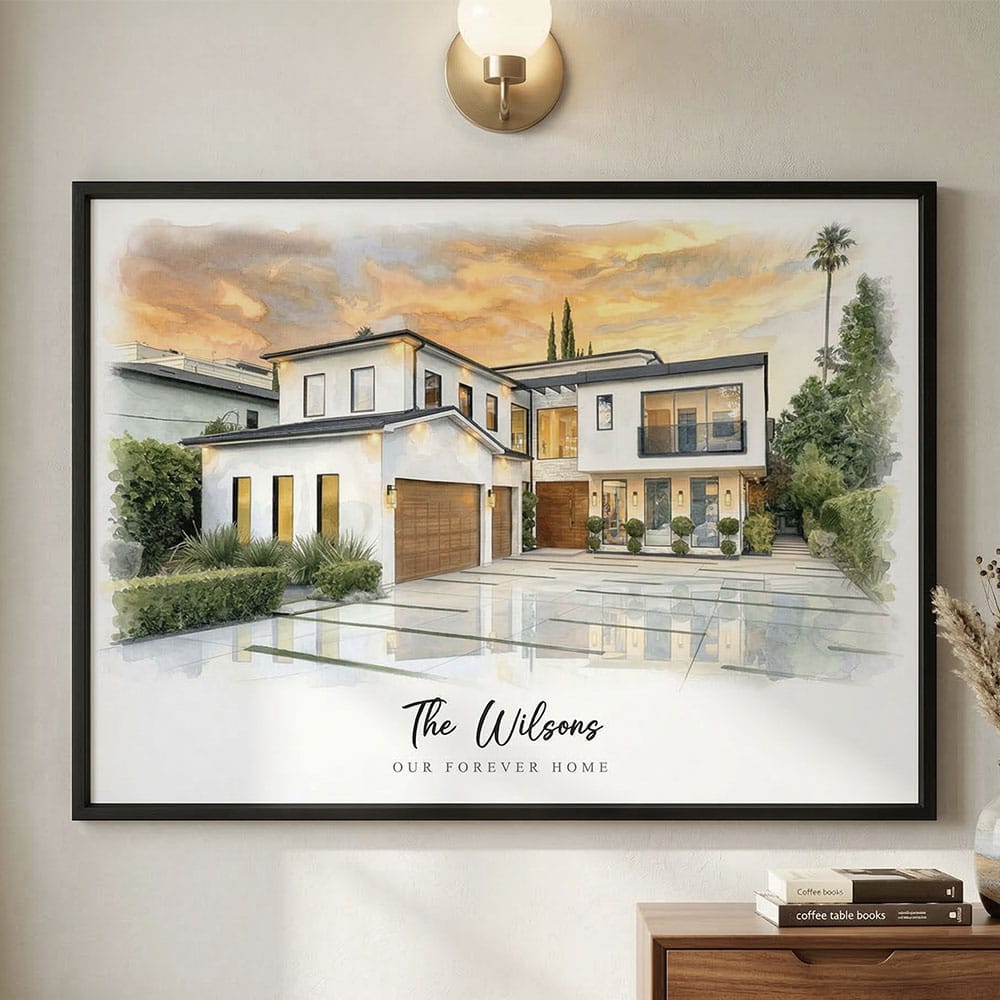 Portrait de maison personnalisé à l'aquarelle