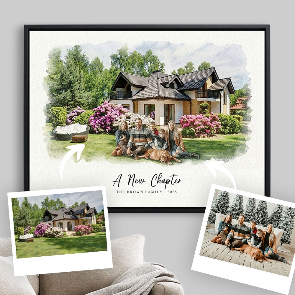 Portrait de maison personnalisé à l'aquarelle