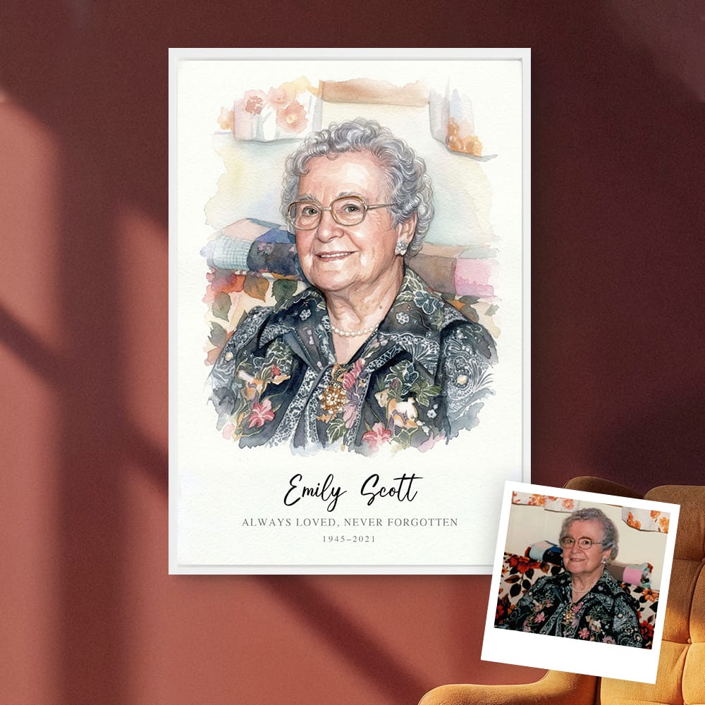Custom Watercolor Memorial Portrait