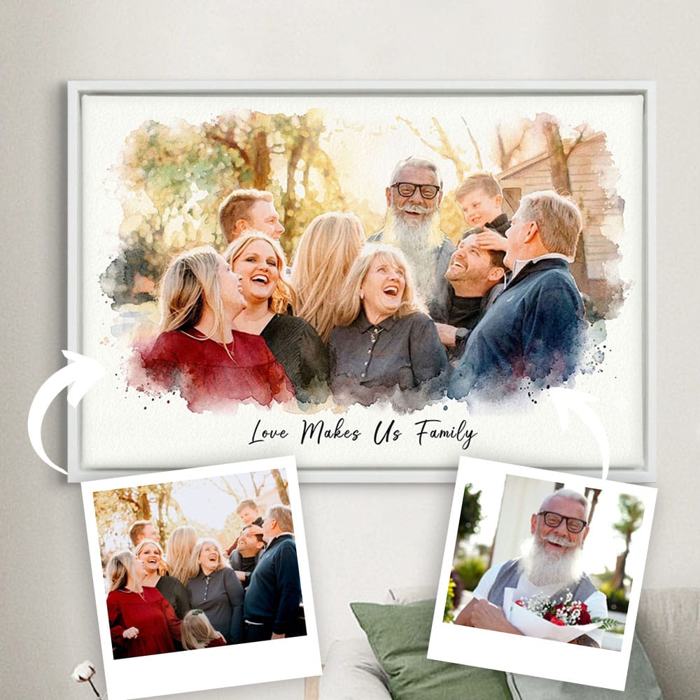 Custom Watercolor Family Photo Portrait