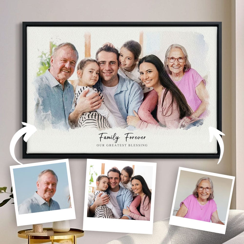 Custom Watercolor Family Photo Portrait