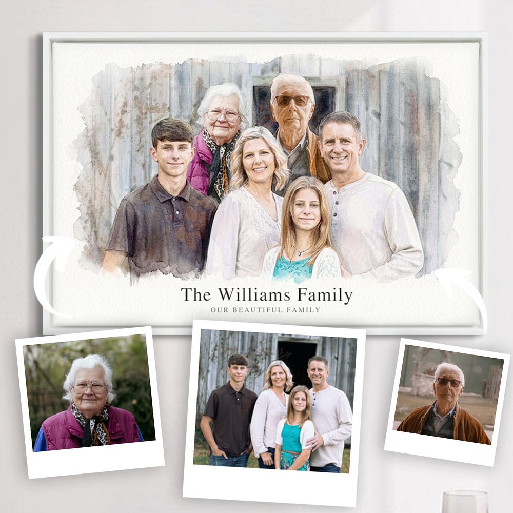 Custom Watercolor Family Photo Portrait