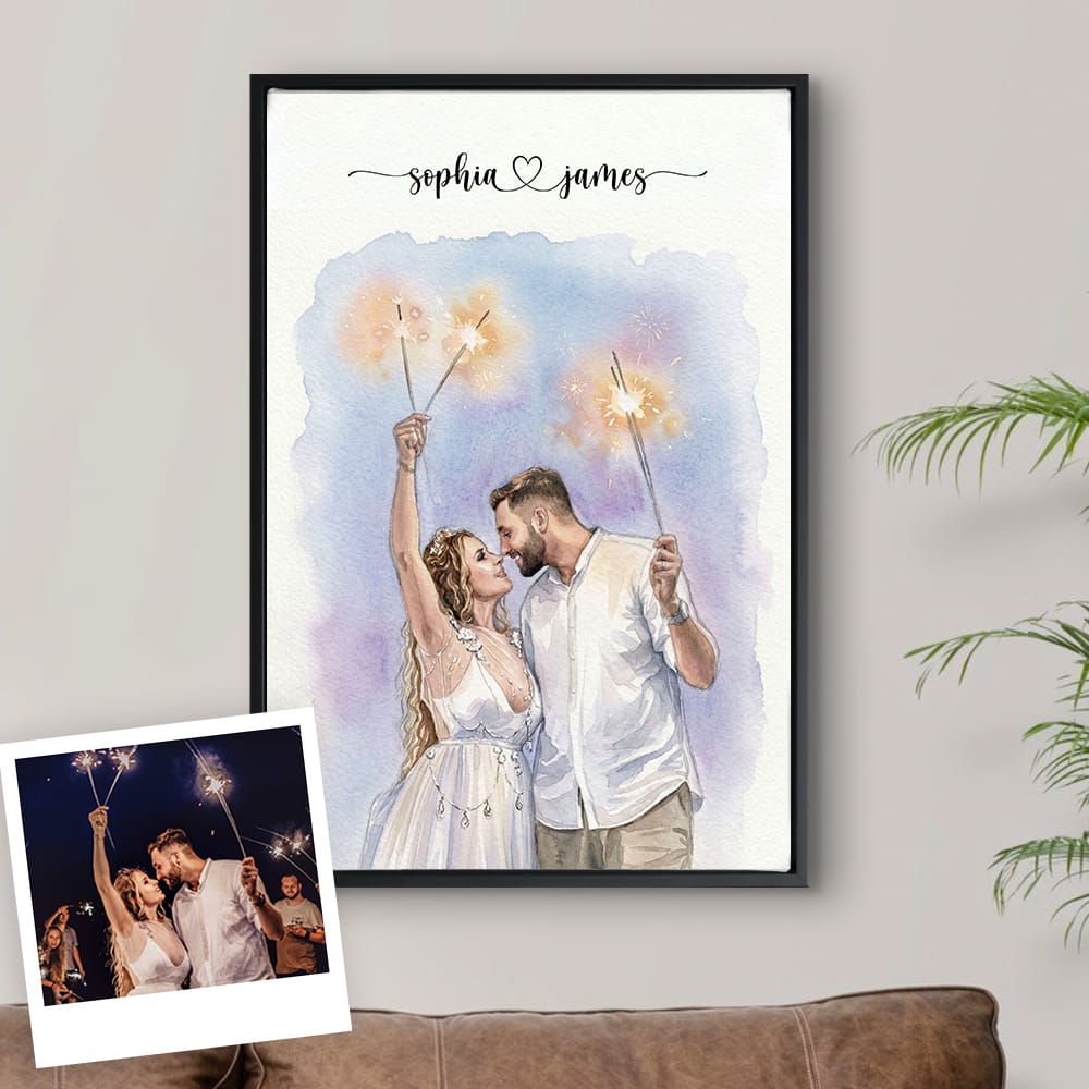 Custom Wedding Anniversary Couple Portrait