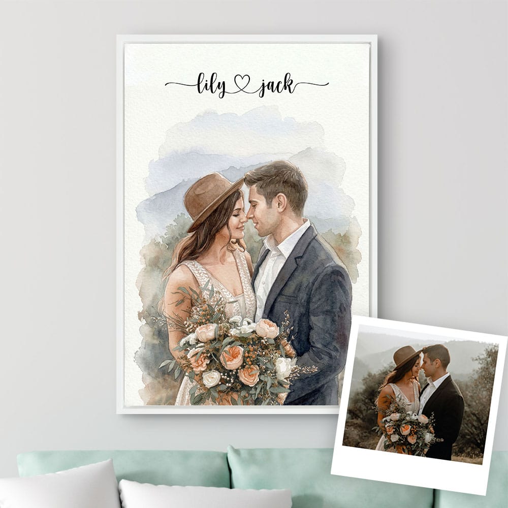 Custom Wedding Anniversary Couple Portrait