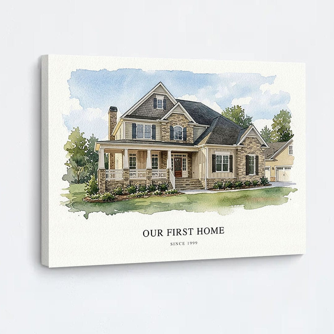 Portrait de maison personnalisé à l'aquarelle