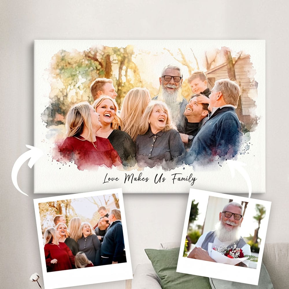 Custom Watercolor Family Photo Portrait