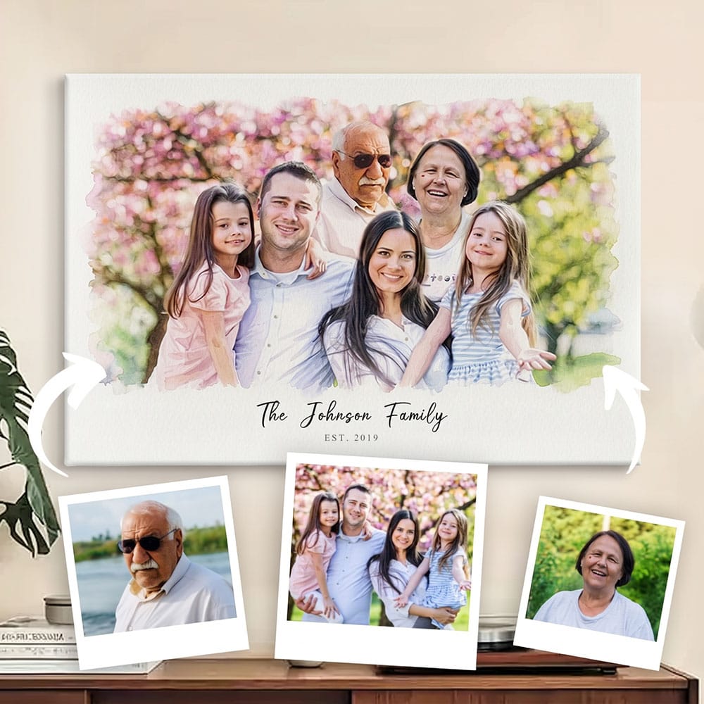 Custom Watercolor Family Photo Portrait