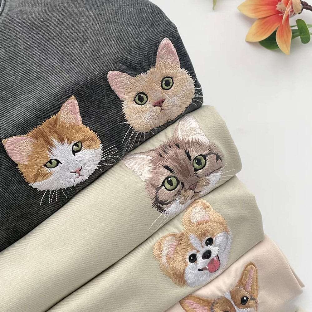 Custom Embroidered Pet Portrait T-Shirt image 5