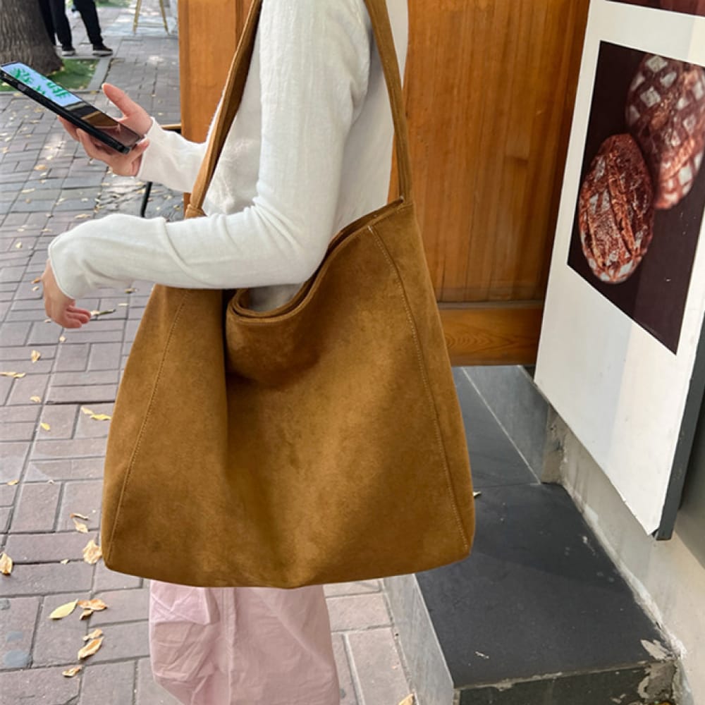 Embroidered Pet Portrait Suede Tote Bag