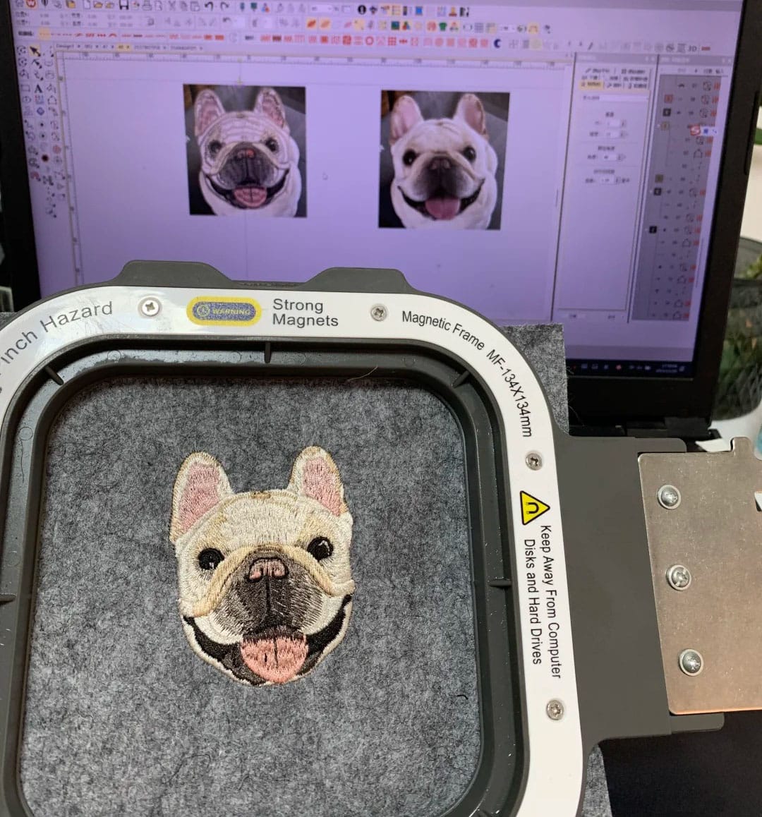 Digital artwork of a pet portrait, designed for a custom embroidery pattern.