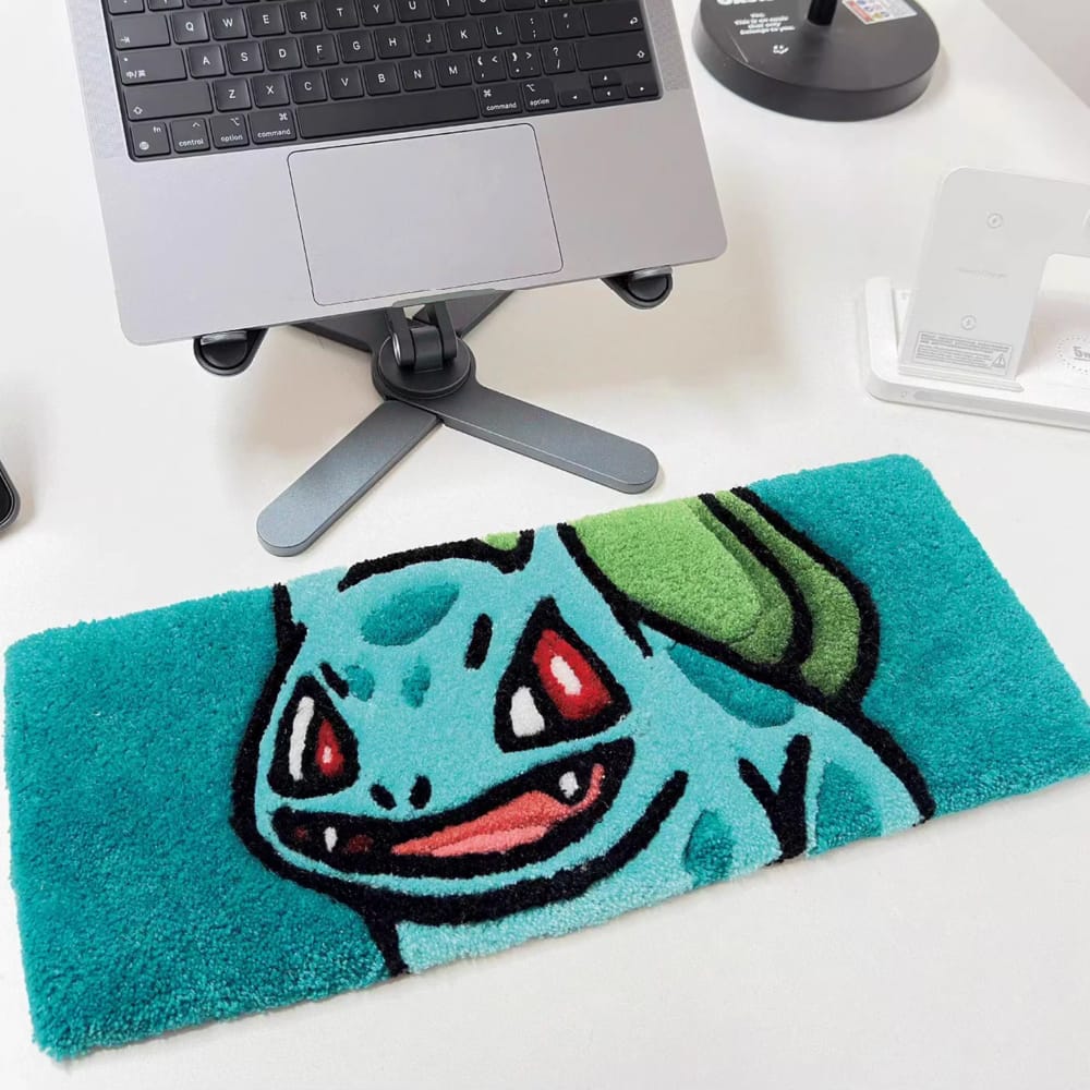 Handmade custom tufted rug designed as a decorative keyboard mat.