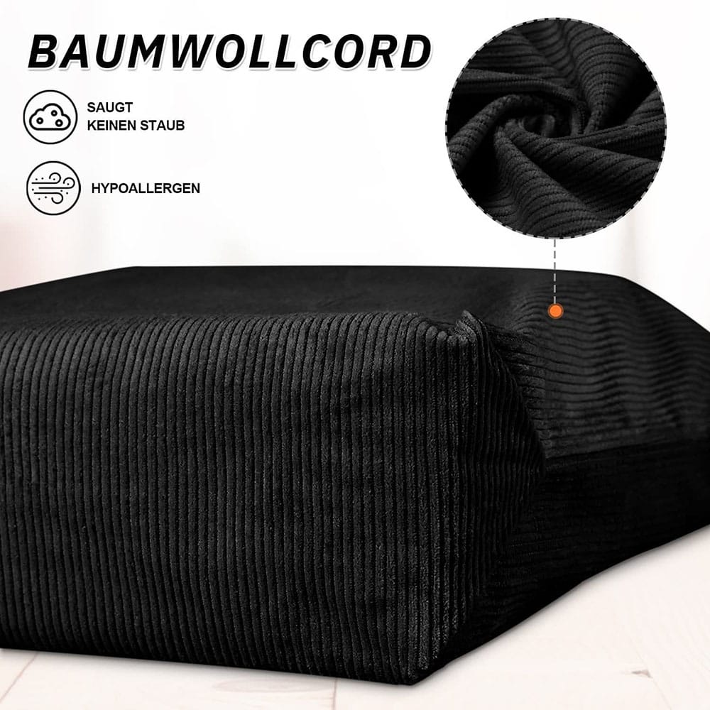 Close-up detail shot of the corduroy fabric texture used for custom embroidered pet portrait bags.