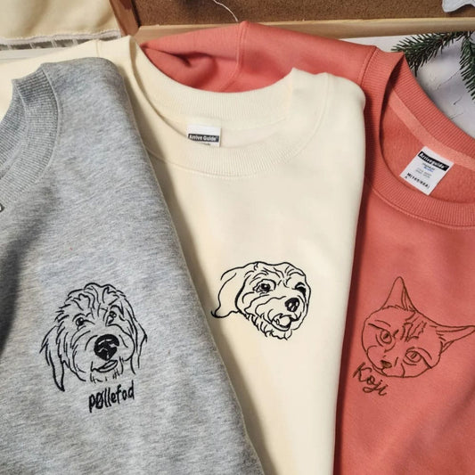 Embroidered Pet Sweatshirt Line Art