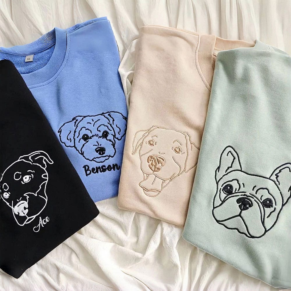 Embroidered Pet Sweatshirt Line Art